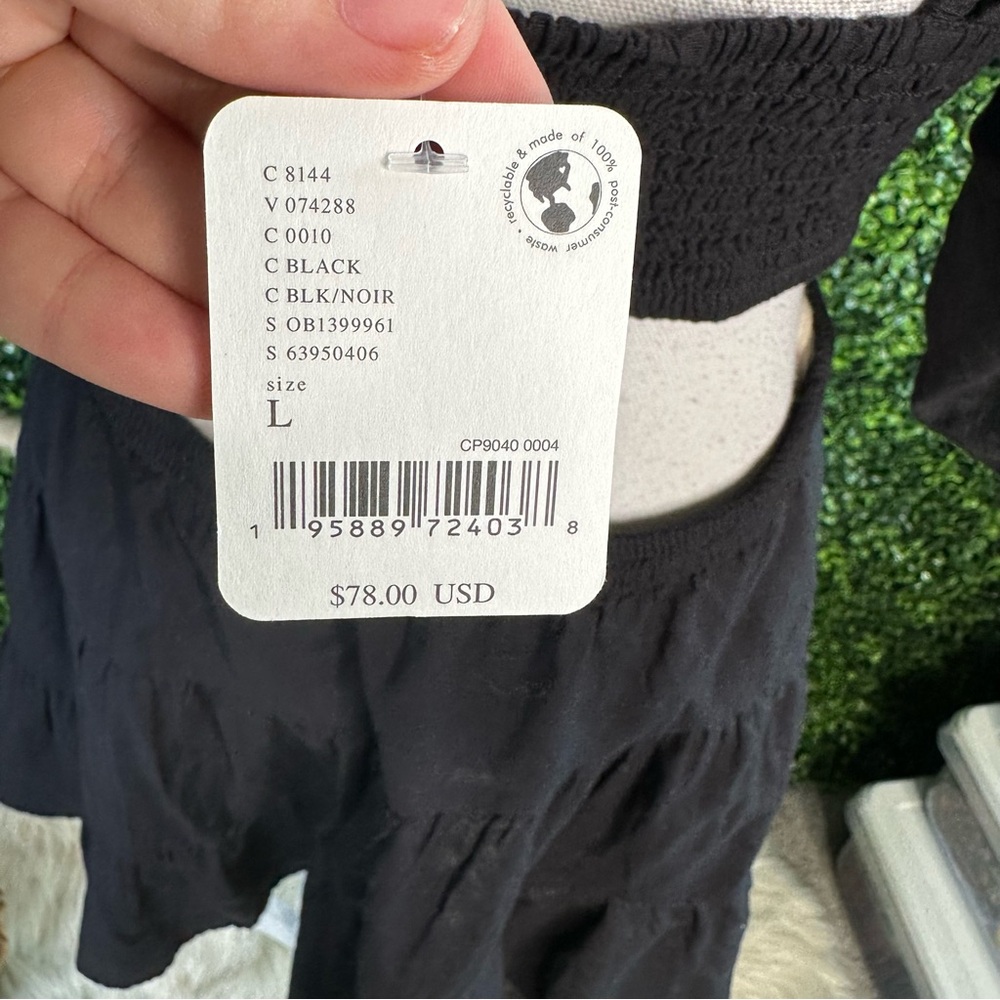 NWT Free People Cross‎ Of Sunlight Mini Dress Cutout Waist  Black linen blnd - Picture 12 of 14